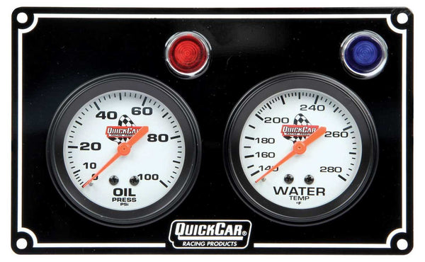 QUICKCAR RACING PRODUCTS 2 Gauge Panel OP/WT Black 61-6701