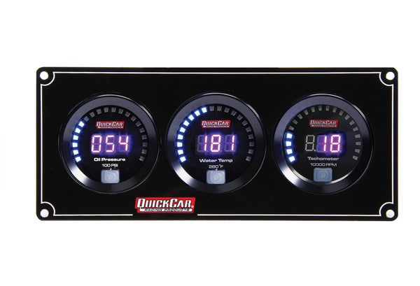 QUICKCAR RACING PRODUCTS Digital 2-1 Gauge Panel OP/WT w/Tach 67-2031