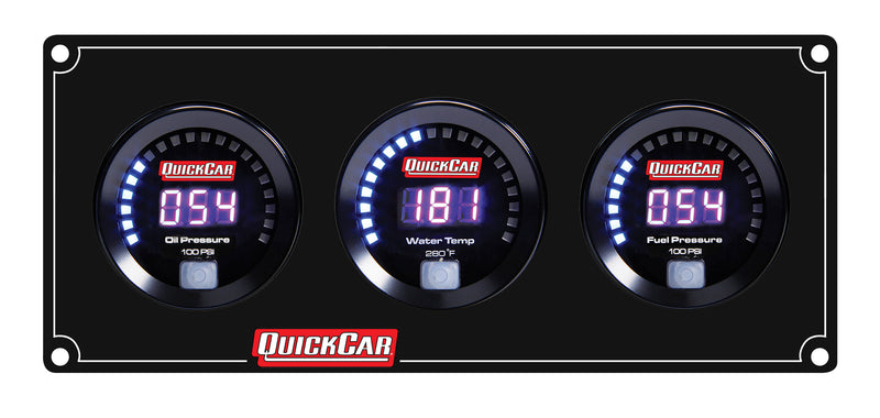 QUICKCAR RACING PRODUCTS Digital 3 Gauge Panel OP /WT/FP100 67-3018