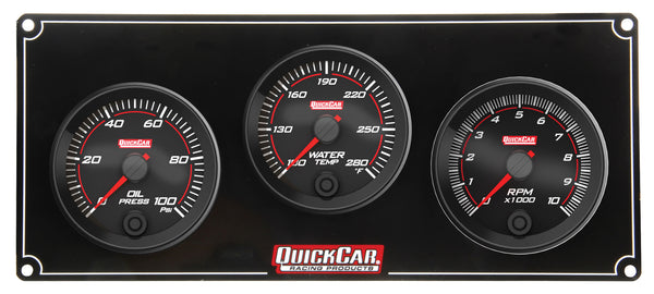 QUICKCAR RACING PRODUCTS Redline 2-1 Gauge Panel OP/WT w/Recall Tach 69-2231