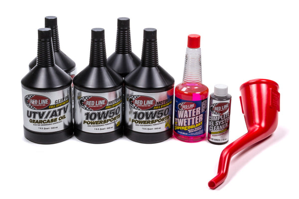 REDLINE OIL UTV/ATV Powerpack (3) 10 w50 Oil (2) Gearcase Oil 90220