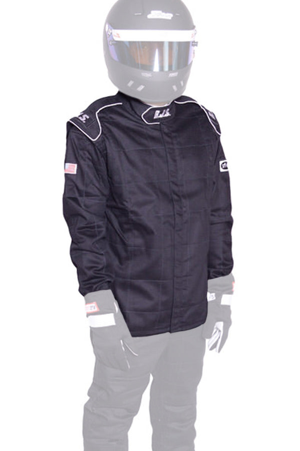 RJS SAFETY Jacket Black Large SFI-3-2A/5 FR Cotton 200430105