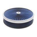 RACING POWER CO-PACKAGED 14in X 3in Super Flow Ai r Cleaner Chrome/Blue R2226