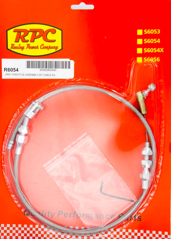 RACING POWER CO-PACKAGED Stainless Throttle Cable 24in R6054