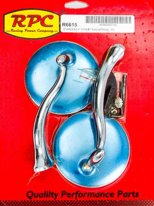 RACING POWER CO-PACKAGED Stainless Retro Street Rod Mirrors R6615