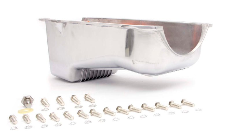 RACING POWER CO-PACKAGED 86- SBC Alum Stock Oil Pan Polished R8444