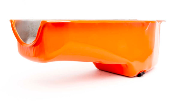 RACING POWER CO-PACKAGED 55-79 SBC Steel Stock Oil Pan Orange R9005P