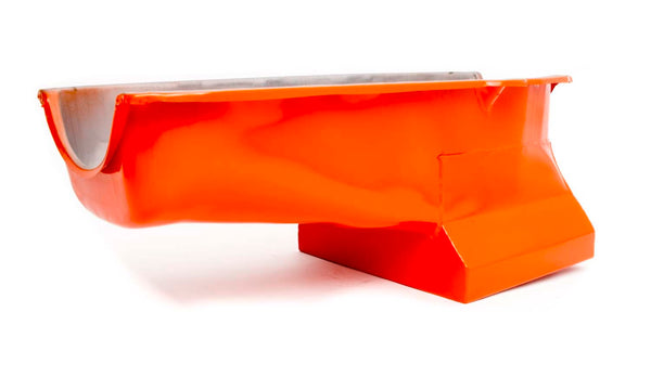 RACING POWER CO-PACKAGED 55-79 SBC Steel Drag Race Oil Pan Orange R9726