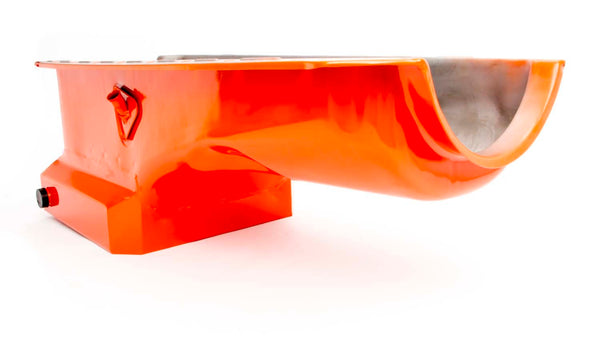 RACING POWER CO-PACKAGED 65-95 BBC Steel Drag Race Oil Pan Orange R9729