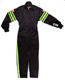 RACEQUIP Black Suit Single Layer Kids X-Small Green Trim 1950791RQP