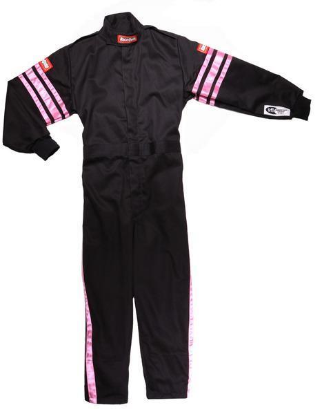 RACEQUIP Black Suit Single Layer Kids Medium Pink Trim 1950893RQP