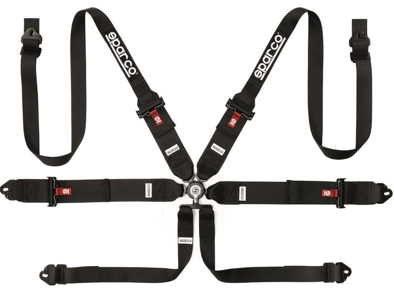 SPARCO Harness 6-Pt 3in to 2in Hans Steel Black 04818RH1NR