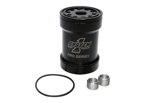 SYSTEM ONE Billet Oil Filter w/Blt Cap 45 Micron - Black 209-561BPS