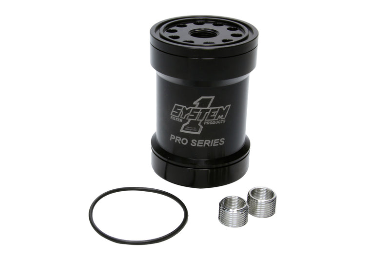 SYSTEM ONE Billet Oil Filter w/Blt Cap 45 Micron - Black 209-561BPS