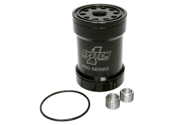 SYSTEM ONE Billet Oil Filter w/Blt Cap 75 Micron - Black 209-571BPS