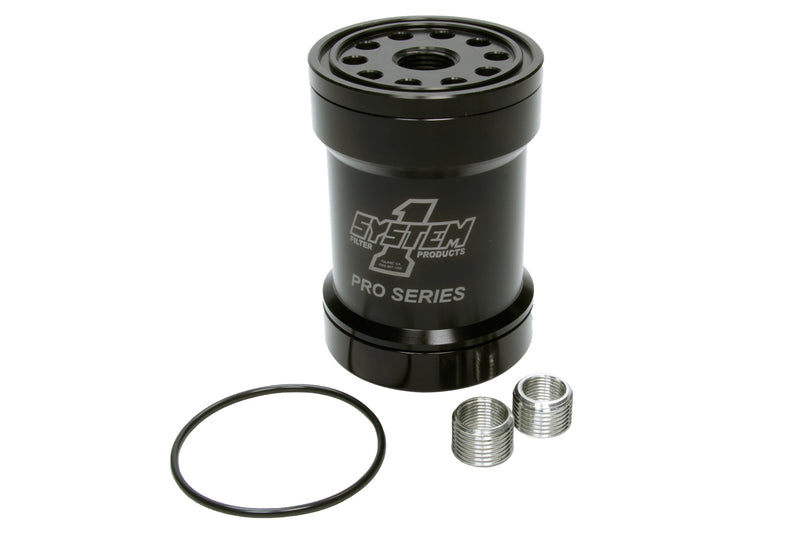 SYSTEM ONE Billet Oil Filter w/Blt Cap 75 Micron - Black 209-571BPS