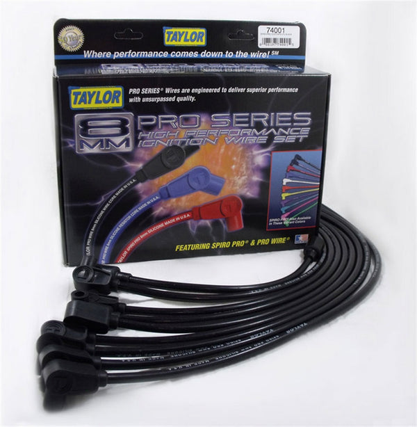 TAYLOR/VERTEX Spiro Pro Custom 8 Cyl Plug Wire Set Black 74001