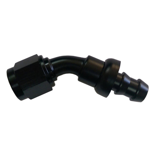 TRIPLE X RACE COMPONENTS #4 45 Degree Hose End Push Lock HF-14504BLK