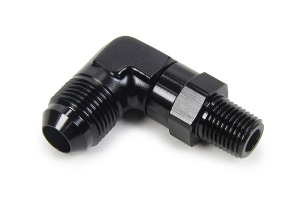 TRIPLE X RACE COMPONENTS AN to NPT Swivel 90 Deg #8 x 1/4 HF-93082BLK