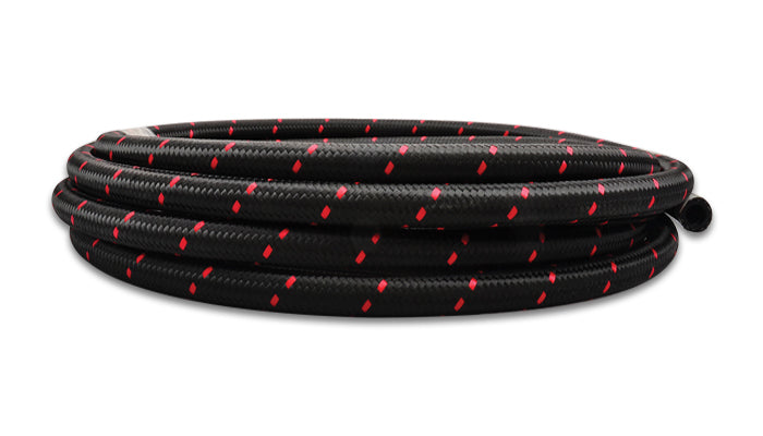 VIBRANT PERFORMANCE 10ft Roll -4 Black Red N ylon Braided Flex Hose 11964R