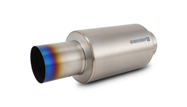 VIBRANT PERFORMANCE Muffler with Straight Cu t Burnt Tip 4in Inlet 17566