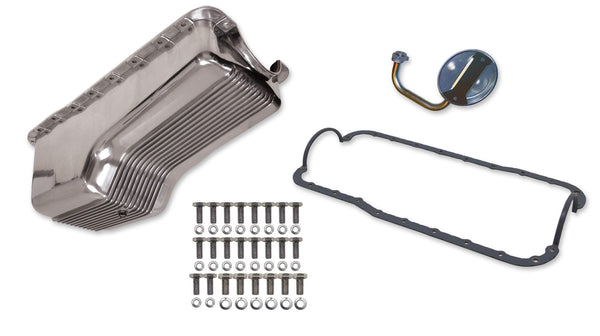 WEIAND 4qt Alm Finned Oil Pan Kit SBF 289/302 Polished 6524FWND